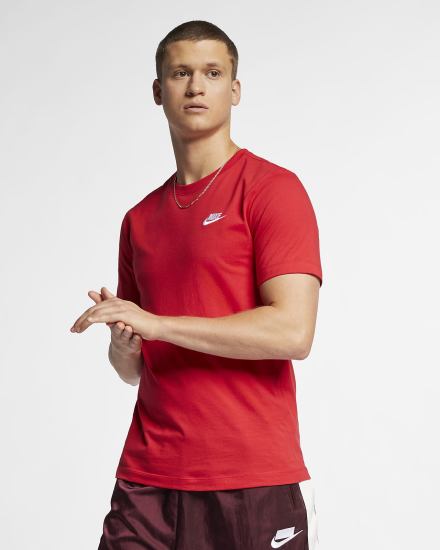 Camiseta Nike Sportswear Club Hombre Rojas Blancas | YPSON-9516