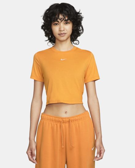 Camiseta Nike Sportswear Essential Crop Top Mujer Amarillo Oscuro Blancas | MAEWJ-6237