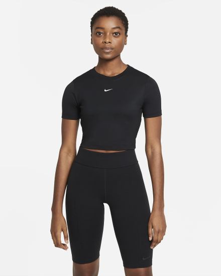 Camiseta Nike Sportswear Essential Crop Top Mujer Negras Blancas | UIBNR-7193