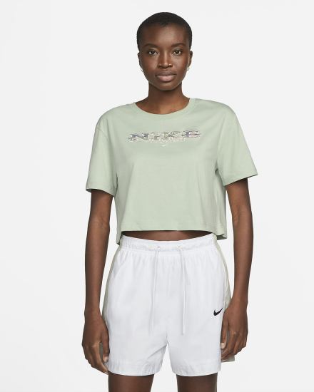 Camiseta Nike Sportswear Essential Cropped Mujer Verde | EWABY-6103