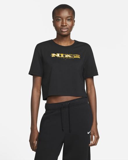 Camiseta Nike Sportswear Essential Cropped Mujer Negras | TJVUN-2589