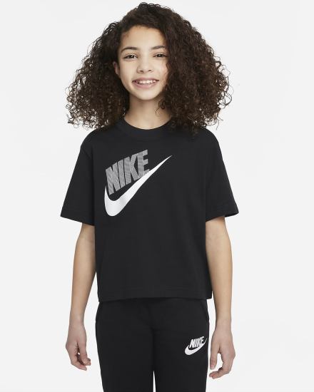 Camiseta Nike Sportswear Essential Kids Boxy Dance Niña Negras | QVFZO-1385