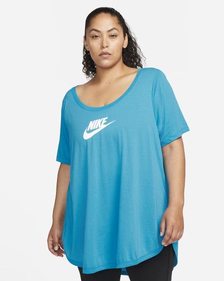Camiseta Nike Sportswear Essential Tunic (Plus Size) Mujer Azules Blancas | IWOBK-3648