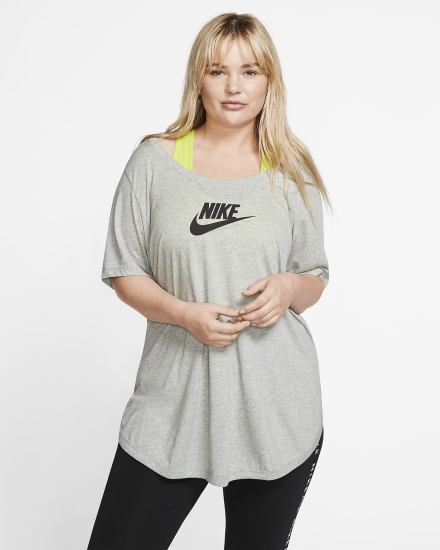 Camiseta Nike Sportswear Essential Tunic (Plus Size) Mujer Gris Oscuro Negras | TCYER-7869