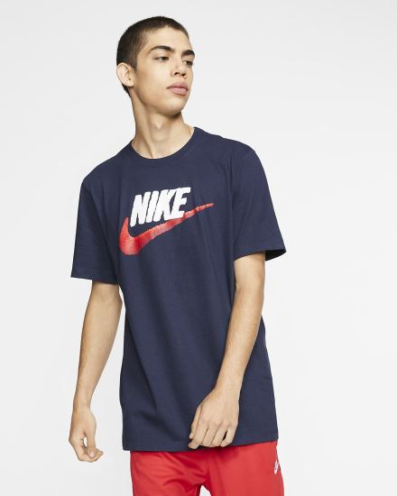 Camiseta Nike Sportswear Hombre Obsidian Blancas Rojas | BTIKY-5108