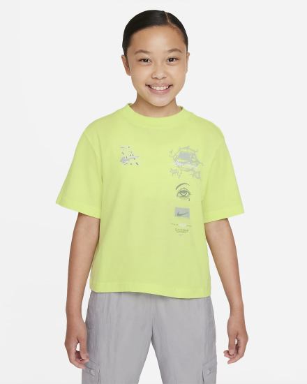 Camiseta Nike Sportswear Kids Boxy Niña Limón Claro | TDLWQ-3825