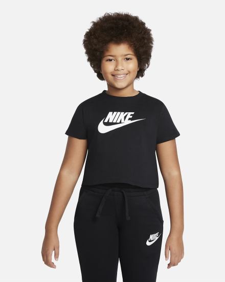 Camiseta Nike Sportswear Kids Cropped Niña Negras | JNYKI-6419