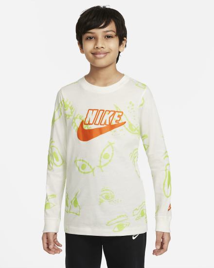 Camiseta Nike Sportswear Kids Long-Sleeve Niño Blancas | ATFLO-5684
