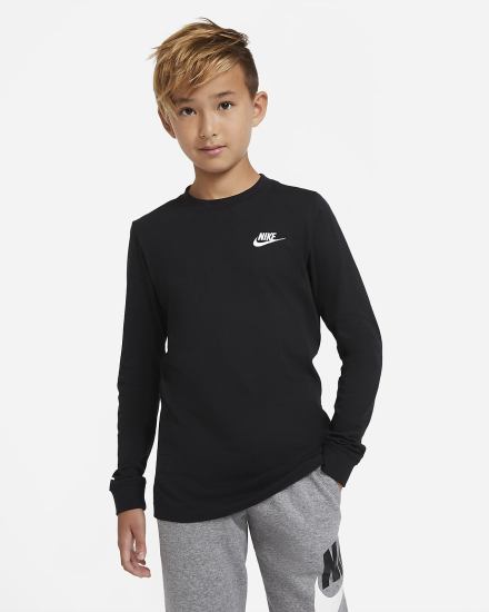 Camiseta Nike Sportswear Kids Long-Sleeve Niño Negras Blancas | RVPTH-5639