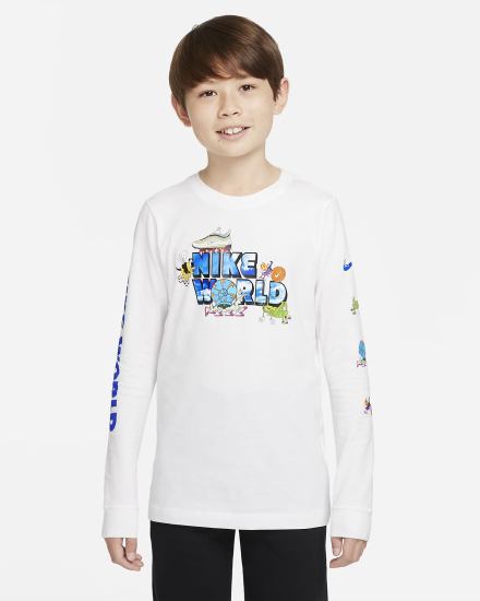 Camiseta Nike Sportswear Kids Long-Sleeve Niño Blancas | WXFAE-3186