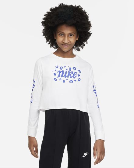 Camiseta Nike Sportswear Kids Long-Sleeve Cropped Niña Blancas | XTDFR-9024