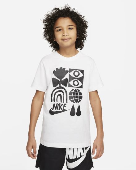 Camiseta Nike Sportswear Kids Niño Blancas | OUVIZ-7524