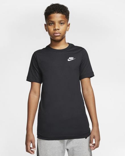 Camiseta Nike Sportswear Kids Niño Negras Blancas | VBJYT-2748