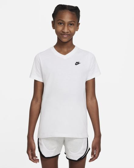 Camiseta Nike Sportswear Kids V-Neck Niña Blancas | UOJCQ-4709