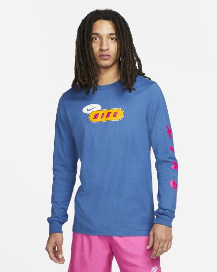 Camiseta Nike Sportswear Long-Sleeve Hombre Azules Oscuro | ALTUB-5146