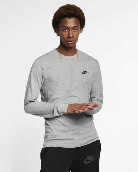 Camiseta Nike Sportswear Long-Sleeve Hombre Gris Oscuro Negras | FTMYN-6453
