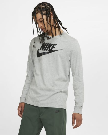 Camiseta Nike Sportswear Long-Sleeve Hombre Gris Oscuro Negras | MIWCR-6023