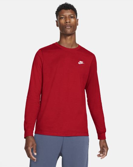 Camiseta Nike Sportswear Long-Sleeve Hombre Rojas Blancas | OSGXI-4093