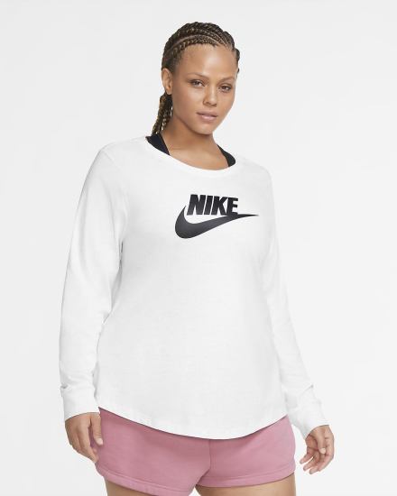 Camiseta Nike Sportswear Long-Sleeve Mujer Blancas Negras | ASECV-1325