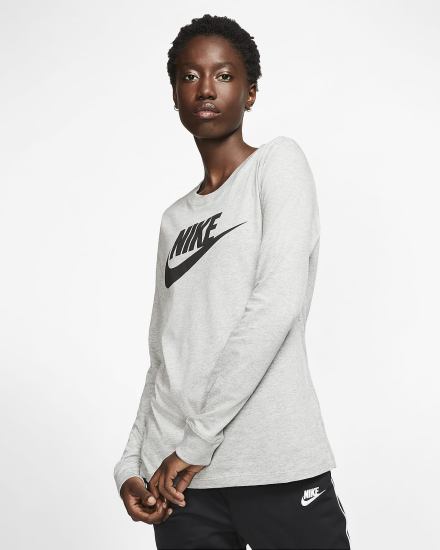 Camiseta Nike Sportswear Long-Sleeve Mujer Gris Oscuro Negras | DEVNY-9205
