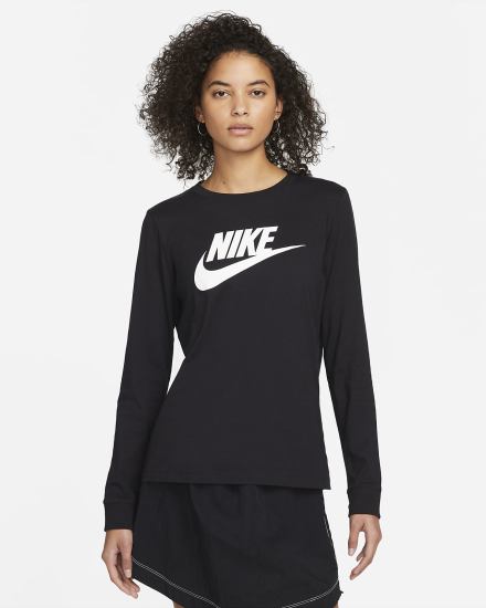Camiseta Nike Sportswear Long-Sleeve Mujer Negras Blancas | JKCNA-4609