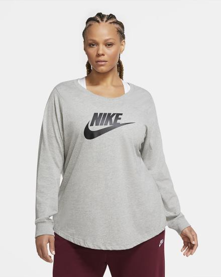 Camiseta Nike Sportswear Long-Sleeve Mujer Gris Oscuro Negras | KGYTC-3214