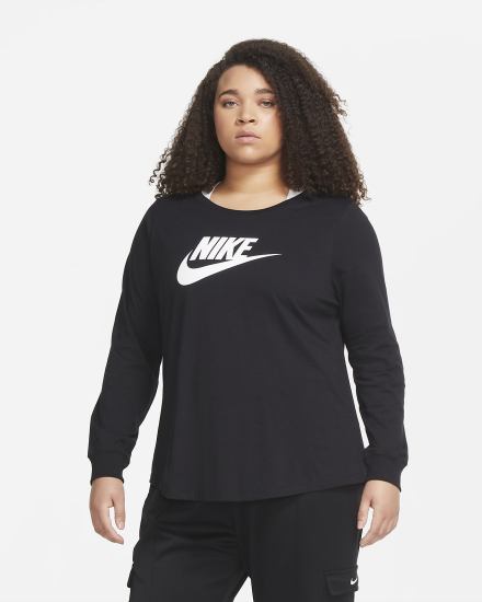 Camiseta Nike Sportswear Long-Sleeve Mujer Negras Blancas | QMLGN-3976