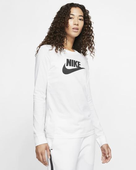 Camiseta Nike Sportswear Long-Sleeve Mujer Blancas Negras | ZNFKR-6381