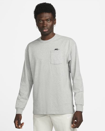 Camiseta Nike Sportswear Premium Essentials Long-Sleeve Pocket Hombre Gris Oscuro Negras | BIEHF-6908
