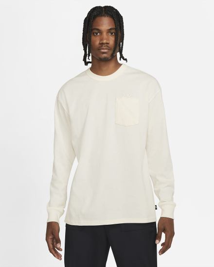 Camiseta Nike Sportswear Premium Essentials Long-Sleeve Pocket Hombre Blancas | PCKYX-1607