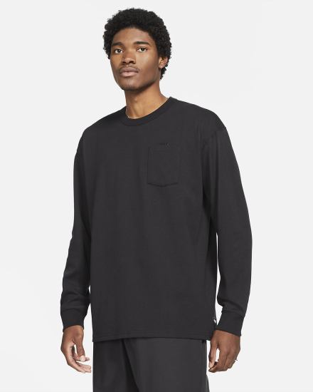 Camiseta Nike Sportswear Premium Essentials Long-Sleeve Pocket Hombre Negras | QHORX-8273