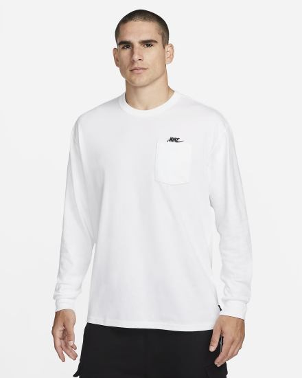 Camiseta Nike Sportswear Premium Essentials Long-Sleeve Pocket Hombre Blancas Negras | YZQLE-7063