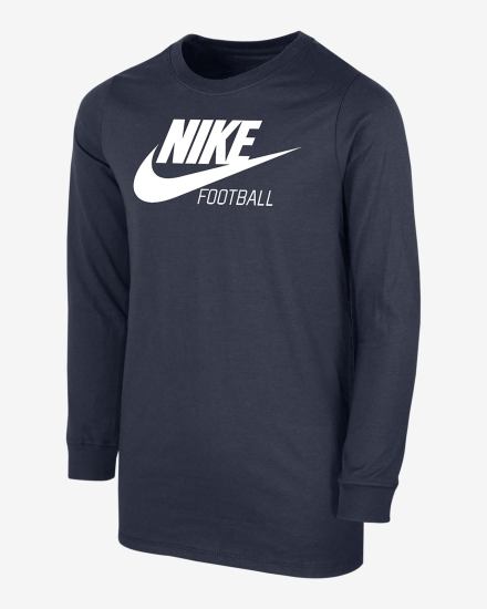 Camiseta Nike Swoosh Kids Long-Sleeve Niño Azul Marino Blancas | MOZVX-4296