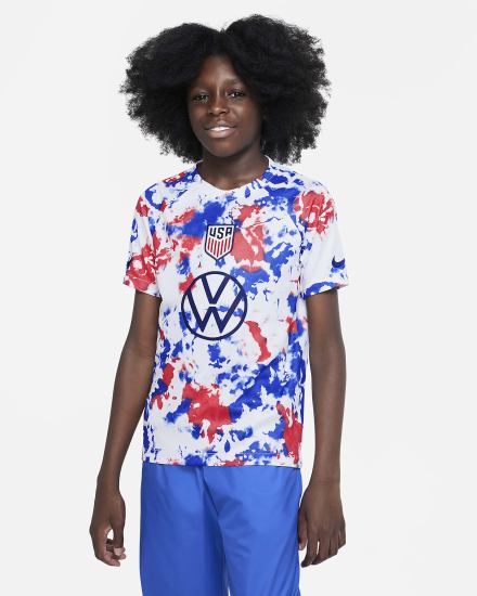 Camiseta Nike U.S. Kids Dri-FIT Pre-Match Soccer Top Niña Blancas Azules | HPXKA-1930