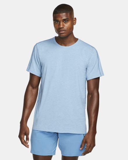 Camiseta Nike Yoga Dri-FIT Top Hombre Azules Gris | CPTAZ-0135