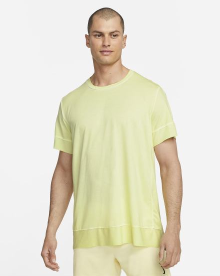 Camiseta Nike Yoga Dri-FIT Top Hombre Limón Claro Gris | DBMKS-1570