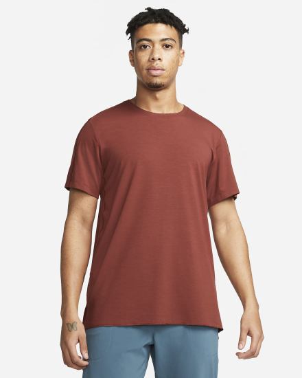 Camiseta Nike Yoga Dri-FIT Top Hombre Marrones Gris | UBQSH-7860