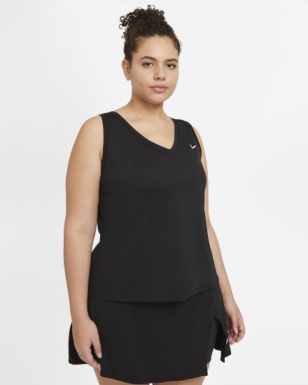Camiseta Tirantes Nike Court Victory Tennis (Plus Size) Mujer Negras Blancas | PWDUN-3529