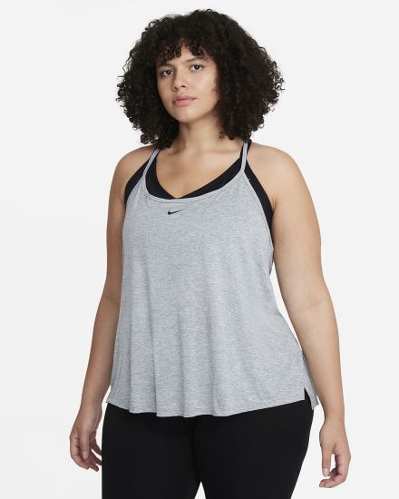 Camiseta Tirantes Nike Dri-FIT One Elastika Standard Fit Mujer Gris Negras | TJASK-7829