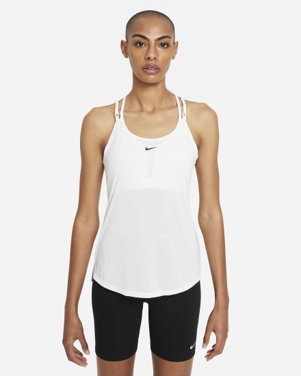 Camiseta Tirantes Nike Dri-FIT One Elastika Standard Fit Mujer Blancas Negras | XQOLS-4658