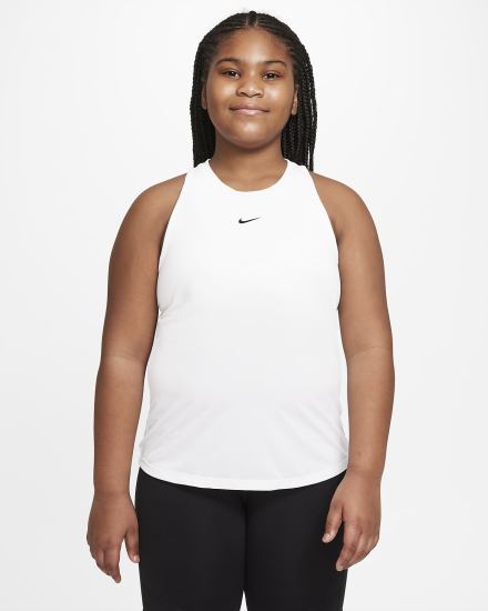 Camiseta Tirantes Nike Dri-FIT One Kids (Extended Size) Niña Blancas Negras | AWRQJ-6378