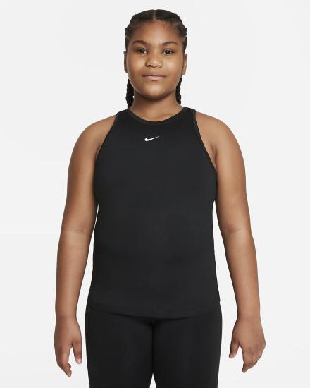Camiseta Tirantes Nike Dri-FIT One Kids (Extended Size) Niña Negras Blancas | IXLMH-2793