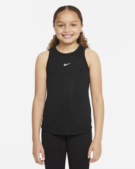 Camiseta Tirantes Nike Dri-FIT One Kids (Extended Size) Niña Negras Blancas | YMWTP-8342