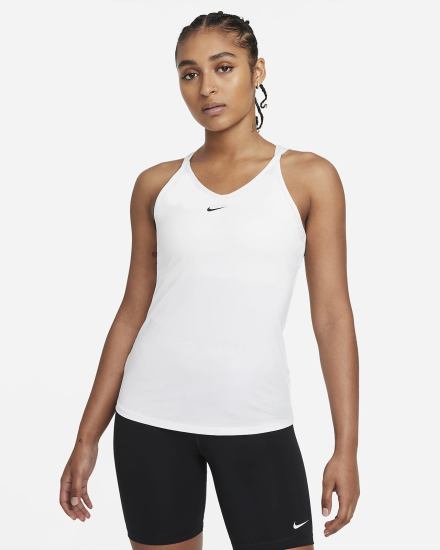 Camiseta Tirantes Nike Dri-FIT One Slim Fit Strappy Mujer Blancas Negras | WTZDS-8649