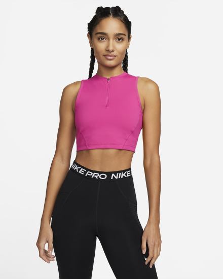 Camiseta Tirantes Nike Pro Dri-FIT Cropped Mujer Rosas Blancas | RSIHW-8927