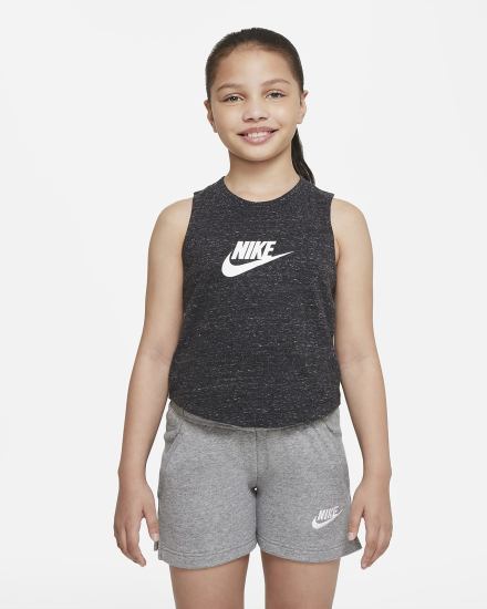 Camiseta Tirantes Nike Sportswear Kids Niña Negras Blancas | SYELN-7043