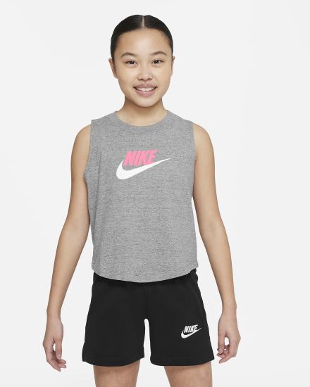 Camiseta Tirantes Nike Sportswear Kids Niña Gris Oscuro Negras | YDMNU-7362