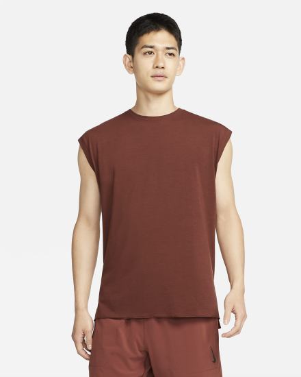 Camiseta Tirantes Nike Yoga Dri-FIT Hombre Marrones Gris | ABIUF-2680