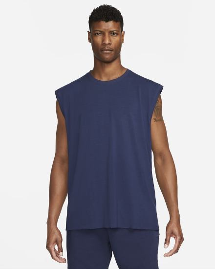 Camiseta Tirantes Nike Yoga Dri-FIT Hombre Azul Marino Gris | YCDAB-0918