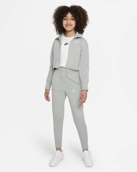 Chandals Nike Sportswear Kids High-Waisted Tracksuit Niña Gris Claro Rosas Blancas | DXAJI-8239